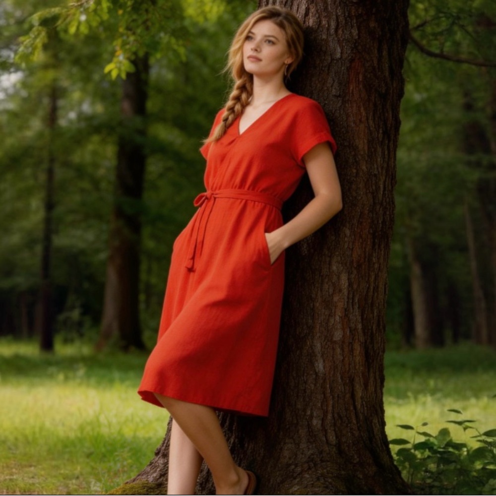 Universal Threads Faux Wrap Red Dress - Picture 2 of 9